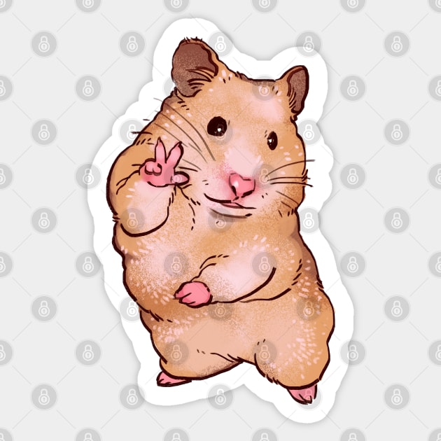 peace sign hamster smile for camera meme Sticker by mudwizard